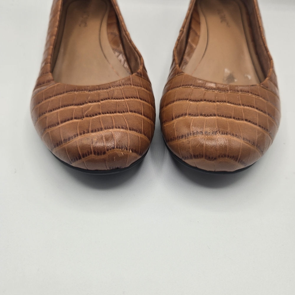 Vionic Brown Croc-Embossed Ballet Flats - Picture 3 of 8